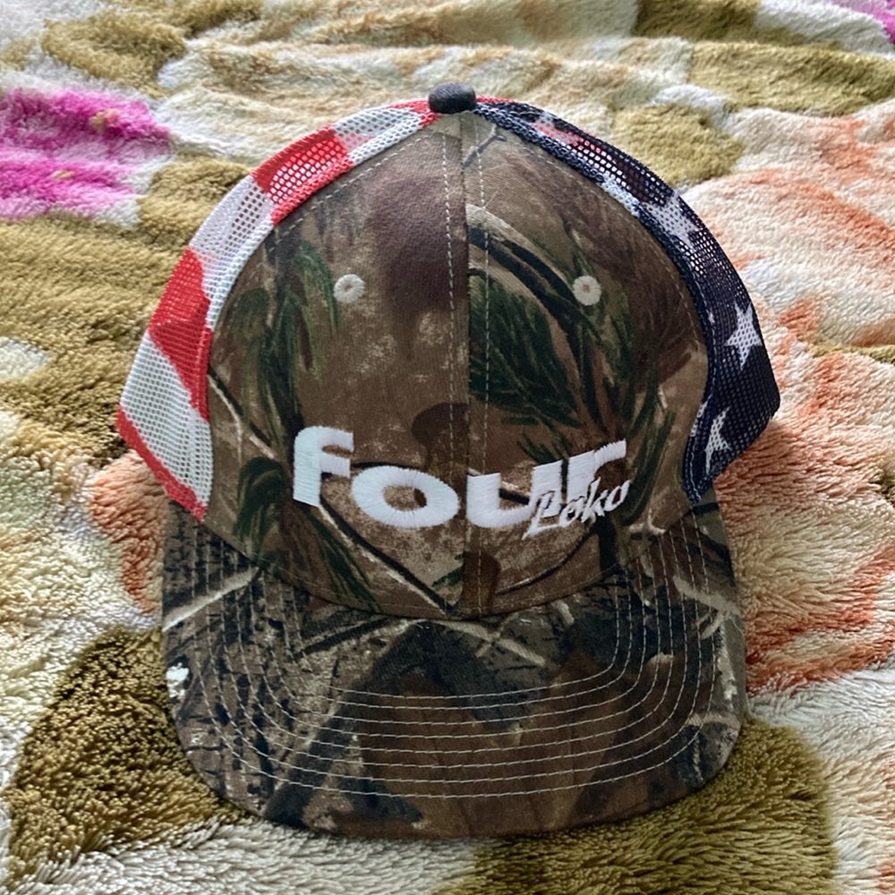 Four Loko Camo and American Flag trucker hat